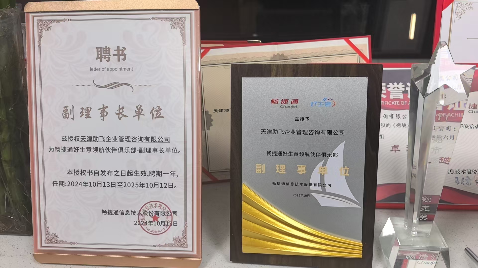 连续副理事长单位及领先奖